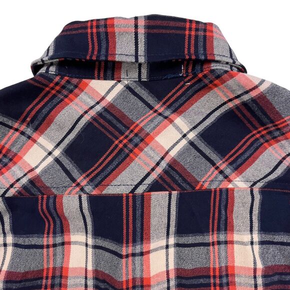 MNML Plaid Flannel Shirt Mens Small Double Pockets Button Up Outdoor Stretch - Picture 10 of 13